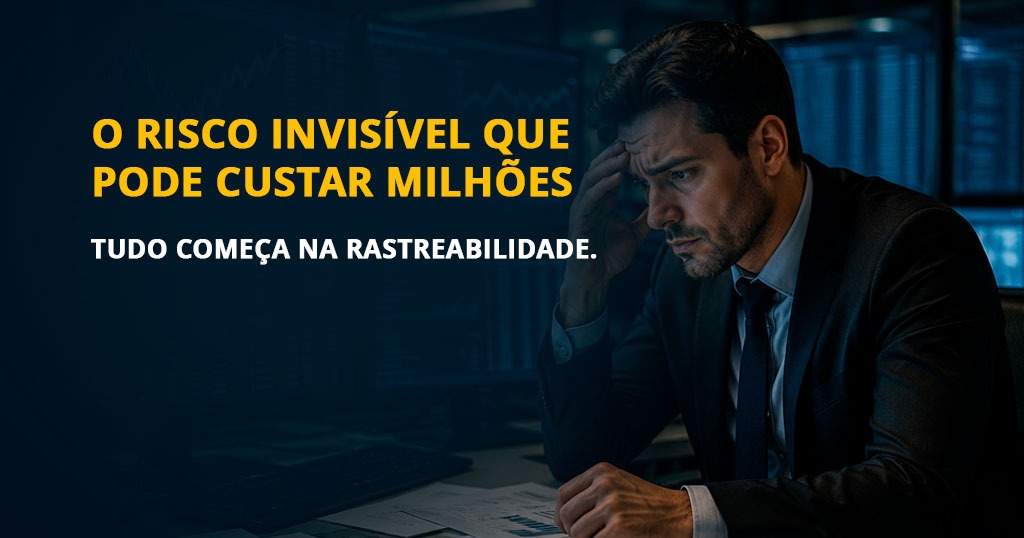 Ambiente corporativo financeiro com analistas monitorando operações e trilhas de auditoria em múltiplas telas, representando os riscos financeiros causados pela falta de rastreabilidade em corretoras.