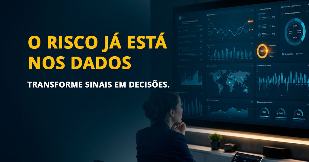 Profissional analisando dashboards e indicadores para identificar riscos e apoiar decisões operacionais.