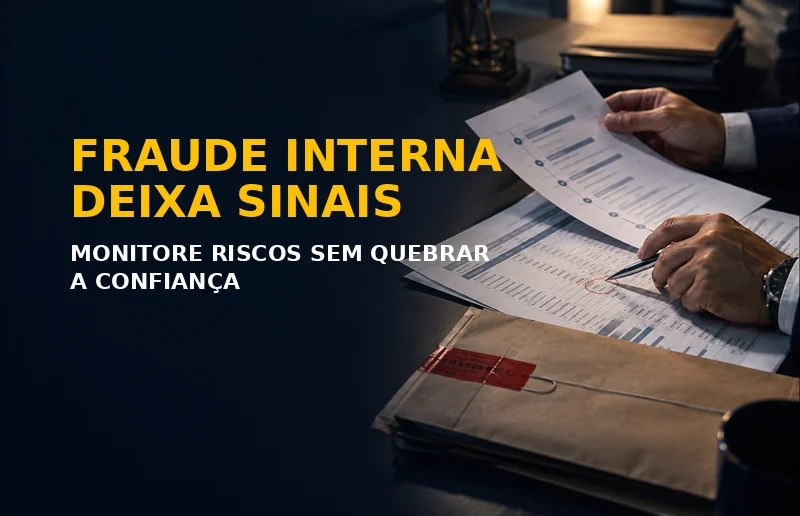 Profissionais analisando documentos e sinais de fraude interna em um processo de compliance